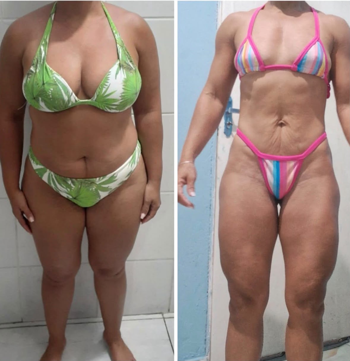Antes e depois — transformação 01 de aluna da consultoria Rodrigo Oliveira